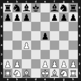 A41o - 2.c4 e5 3.dxe5 dxe5 4.Qxd8+ Kxd8 - Queenswap [+0.02]