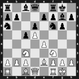 A43y - 2.d5 d6 3.e4 Nf6 4.Nc3 g6 5.Nf3 Bg7 6.Be2 O-O 7.O-O Na6 - Schmidt [+0.75]