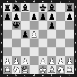 A45r - 2.Bg5 c5 3.Bxf6 gxf6 4.d5 Qb6 5.Qc1 - Trompowsky: [+0.06]