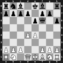 A45n - 2.Bg5 e6 3.e4 h6 4.Bxf6 Qxf6 - Trompowsky: [+0.14]