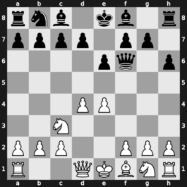 A45o - 2.Bg5 e6 3.e4 h6 4.Bxf6 Qxf6 5.Nc3 - Trompowsky: [+0.16]