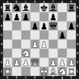 A45o - 2.Bg5 e6 3.e4 h6 4.Bxf6 Qxf6 5.Nc3 d6 6.Qd2 g5 - Trompowsky: [+0.21]