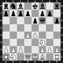A46y - 2…e6 3.Bg5 h6 4.Bxf6 Qxf6 5.e4 - Torre Attack: [-0.08]
