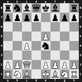 A51e - 3.dxe5 Ne4 4.Qc2 - Fajarowicz Steiner Variation