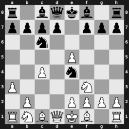 A51k - 3.dxe5 Ne4 4.Nf3 Nc6 5.a3 - Fajarowicz