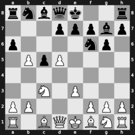 A57n - 4.cxb5 a6 5.e3 g6 6.Nc3 Bg7 [+0.59]