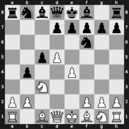 A57s - 4.cxb5 a6 5.Nc3 axb5 6.e4 b4 - Zaitsev [-0.06]