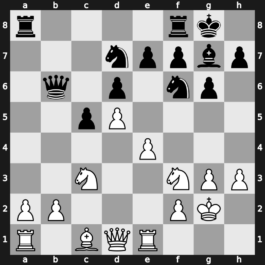 A59p - 7…Bxf1 8.Kxf1 g6 9.g3 Bg7 10.Kg2 O-O 11.Nf3 Nbd7 12.h3 Qb6 13.Re1 - Main Line [+0.56]