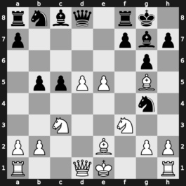 A68g - 8…O-O 9.Be2 b5 10.e5 dxe5 11.fxe5 Ng4 12.Bg5 - Four Pawns [+0.34]