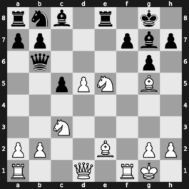 A69l - 10.e5 dxe5 11.fxe5 Ng4 12.Bg5 Qb6 13.O-O Nxe5 14.Nxe5 - Four Pawns Main Line [-0.68]