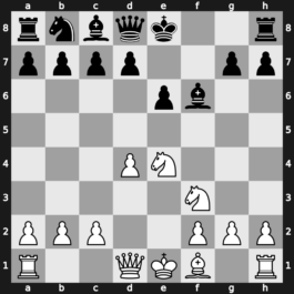 A83i - 4…e6 5.Nxe4 Be7 6.Bxf6 Bxf6 7.Nf3 - Staunton Gambit [+0.49]