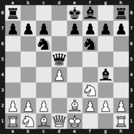 B01u - 2.exd5 Nf6 3.d4 Bg4 4.Nf3 Qxd5 5.Be2 Nc6 - Scandinavian: Portuguese [+0.54]