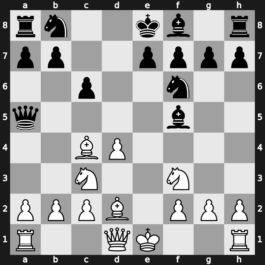 B01p - 2.exd5 Qxd5 3.Nc3 Qa5 4.d4 Nf6 5.Nf3 c6 6.Bc4 Bf5 7.Bd2 - Scandinavian: Main Line [+0.51]