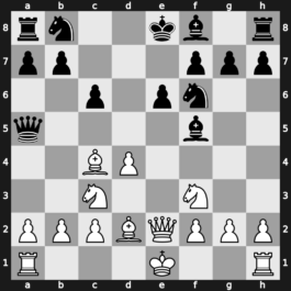 B01q - 2.exd5 Qxd5 3.Nc3 Qa5 4.d4 Nf6 5.Nf3 c6 6.Bc4 Bf5 7.Bd2 e6 8.Qe2 - Scandinavian: Main Line [+0.36]