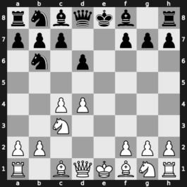 B03p - 3…d6 4.c4 Nb6 5.exd6 exd6 6.Nc3 - Exchange
