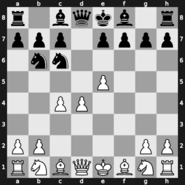 B03m - 3…d6 4.c4 Nb6 5.f4 dxe5 6.fxe5 Nc6 - Four Pawns Attack