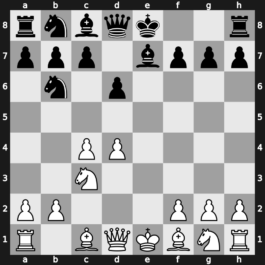 B03q - 3…d6 4.c4 Nb6 5.exd6 exd6 6.Nc3 Be7 - Exchange