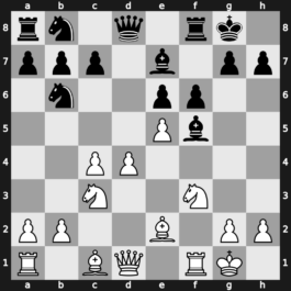 B03l - 3…d6 4.c4 Nb6 5.f4 dxe5 6.fxe5 Bf5 7.Nc3 e6 8.Nf3 Be7 9.Be2 O-O 10.O-O f6 - Four Pawns Attack Korchnoi Variation