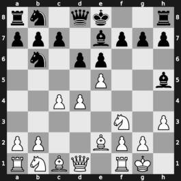 B05n - 5.Be2 e6 6.O-O Be7 7.c4 Nb6 8.h3 Bh5 - Modern Main Line [+0.78]