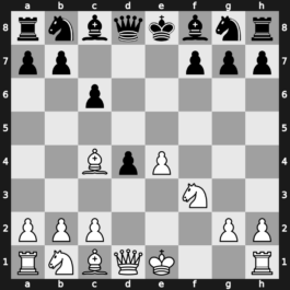 B12f - 2…d5 3.f3 dxe4 4.fxe4 e5 5.Nf3 exd4 6.Bc4 - Maroczy (Fantasy) Gambit line [+0.55]