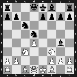 B13s - 3…cxd5 4.c4 Nf6 5.Nc3 Nc6 6.Nf3 Bg4 7.cxd5 Nxd5 - Panov-Botvinnik [+0.25]