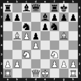 B13z - 3…cxd5 4.c4 Nf6 5.Nc3 Nc6 6.Bg5 e6 7.Nf3 Be7 8.c5 O-O 9.Bb5 - Panov-Botvinnik Normal Variation [-0.15]