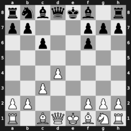 B15v - 3…dxe4 4.Nxe4 Nf6 5.Nxf6+ exf6 6.c3 - Tartakower [+0.27]