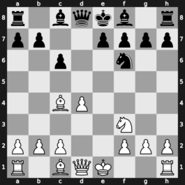 B17e - 5.Nf3 Ngf6 6.Nxf6+ Nxf6 7.Bc4 - Steinitz [+0.15]
