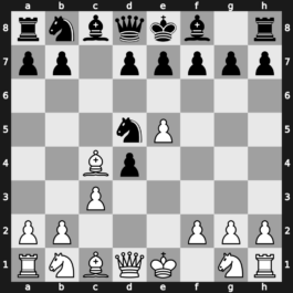 B22q - 2…Nf6 3.e5 Nd5 4.d4 cxd4 5.Bc4 - Alapin [-0.13]