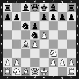 B22u - 2…Nf6 3.e5 Nd5 4.d4 cxd4 5.cxd4 d6 6.Nf3 Nc6 7.Bc4 - Alapin [-0.08]