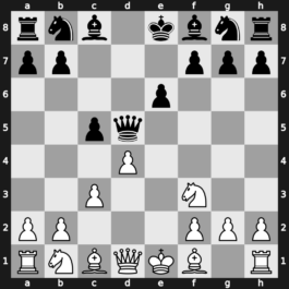 B22g - 2…d5 3.exd5 Qxd5 4.d4 e6 5.Nf3 - Alapin [+0.08]