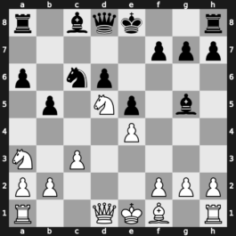 B33p - 5.Nc3 e5 6.Ndb5 d6 7.Bg5 a6 8.Na3 b5 9.Nd5 Be7 10.Bxf6 Bxf6 11.c3 Bg5 - Pelikan Chelyabinsk [+0.13]