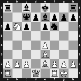 B49n - 7…Nf6 8.O-O Bb4 9.Na4 Be7 10.Nxc6 bxc6 11.Nb6 - Taimanov [+0.25]