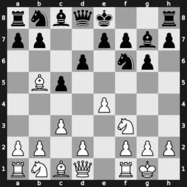B50w - 3.c3 Nf6 4.Be2 g6 5.O-O Bg7 6.Bb5+ - Torre Variation [-0.09]
