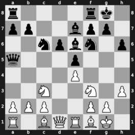 B58q - 6…e5 7.Nf3 h6 8.O-O Be7 9.Re1 O-O 10.h3 Be6 11.Bf1 Qa5 - Boleslavsky [+0.00]