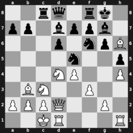 B78l - 10…Rc8 11.Bb3 Ne5 12.h4 h5 13.Bh6 - Dragon Yugoslav Main Line [+0.50]
