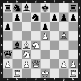 B97p - 8.Qd2 Qxb2 9.Rb1 Qa3 10.e5 dxe5 11.fxe5 Nfd7 12.Bc4 Bb4 - Najdorf Poisoned Pawn [-0.66]