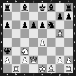 B97r - 8.Qd2 Qxb2 9.Rb1 Qa3 10.f5 Nc6 11.fxe6 fxe6 12.Nxc6 bxc6 - Najdorf Poisoned Pawn Main Line [+0.53]