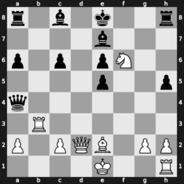 B97y - 8.Qd2 Qxb2 9.Rb1 Qa3 10.f5 Nc6 11.fxe6 fxe6 12.Nxc6 bxc6 13.e5 dxe5 14.Bxf6 gxf6 15.Ne4 Be7 16.Be2 h5 17.Rb3 Qa4 18.Nxf6+ - Najdorf Poisoned Pawn Main Line with [-0.60]