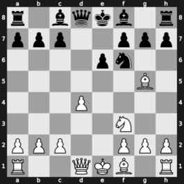 C10q - 3…dxe4 4.Nxe4 Nd7 5.Nf3 Ngf6 6.Nxf6+ Nxf6 7.Bg5 - Rubinstein [+0.13]
