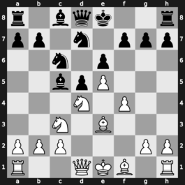 C11n - 4.e5 Nfd7 5.f4 c5 6.Nf3 Nc6 7.Be3 cxd4 8.Nxd4 Bc5 - Steinitz Boleslavsky