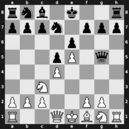 C13l - 5.e5 Nfd7 6.h4 Bxg5 7.hxg5 Qxg5 - Chatard-Alekhine [+0.38]