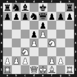 C13m - 5.e5 Nfd7 6.h4 Bxg5 7.hxg5 Qxg5 8.Nh3 Qe7 9.Nf4 - Chatard-Alekhine [+0.31]