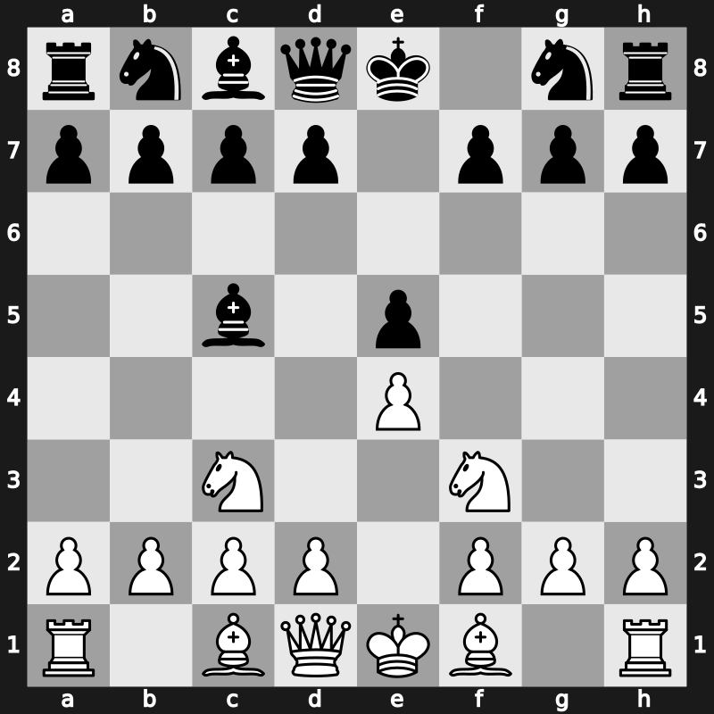 C25f - 2…Bc5 3.Nf3 [+0.44]