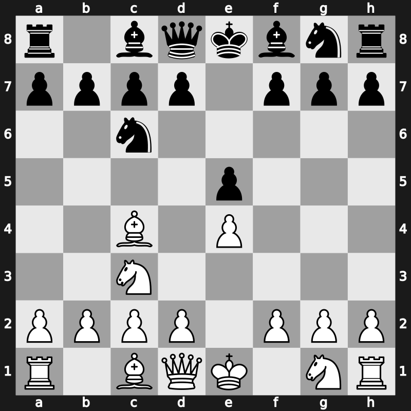 C25j - 2…Nc6 3.Bc4 [-0.03]