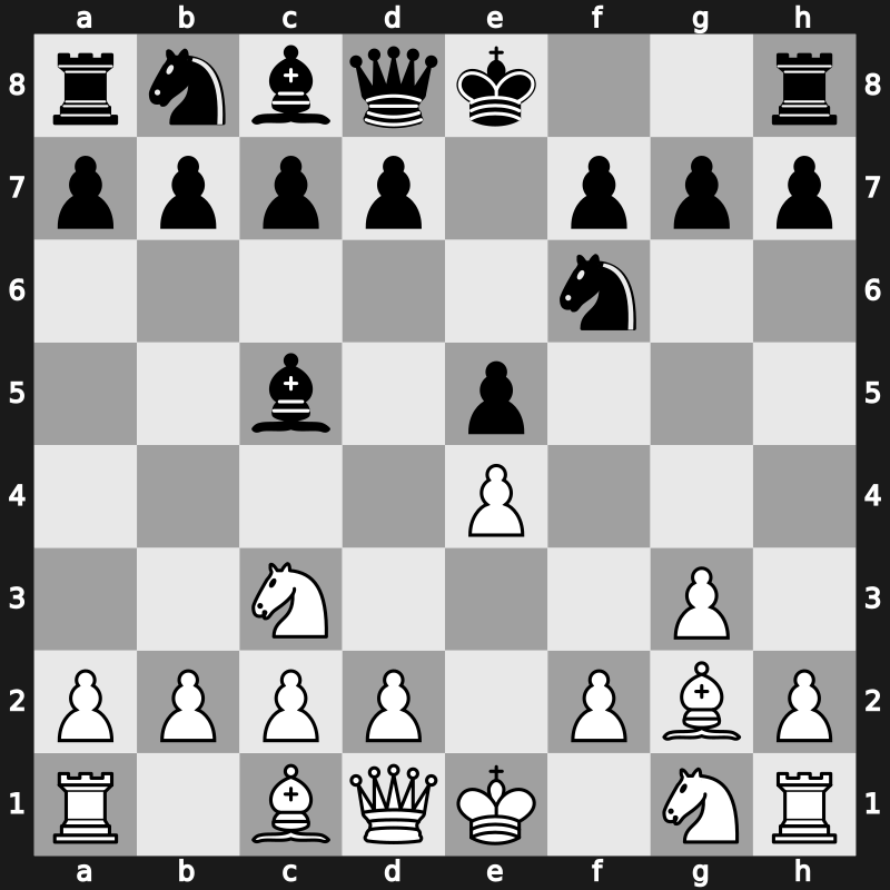 C26e - 3.g3 Bc5 4.Bg2 - Smyslov [+0.00]