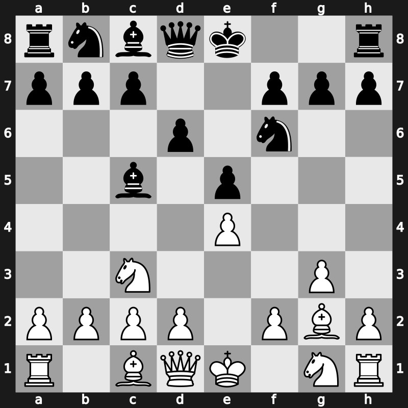 C26f - 3.g3 Bc5 4.Bg2 d6 - Smyslov [+0.27]
