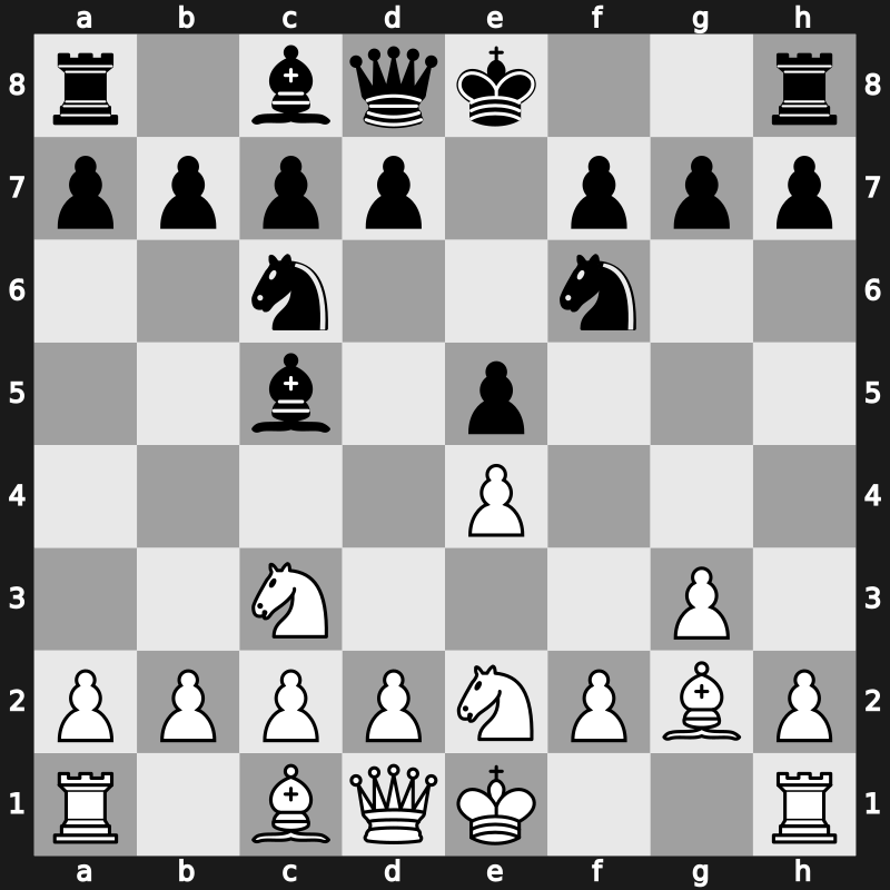 C26h - 3.g3 Bc5 4.Bg2 Nc6 5.Nge2 - Smyslov [+0.05]