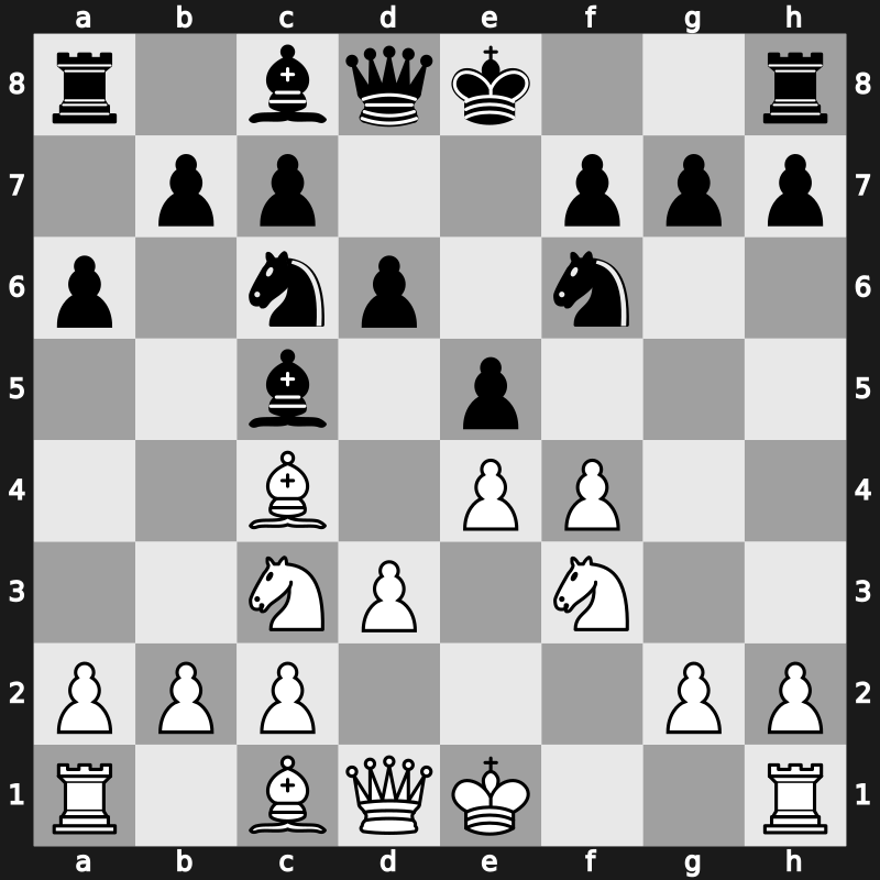 C28l - 4.d3 Bc5 5.f4 d6 6.Nf3 a6 [+0.04]