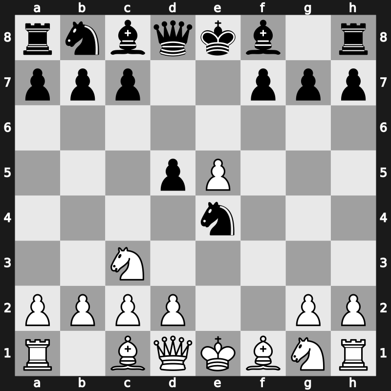 C29f - 3…d5 4.fxe5 Nxe4 [-0.34]